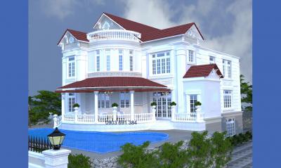 Mặt Tiền Cổ Điển Phối Cảnh 3d