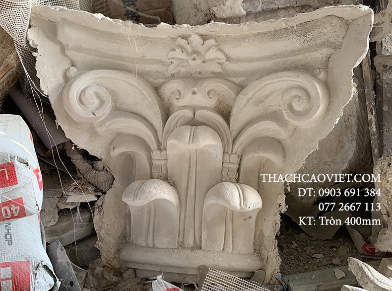 đầu cột thạch cao tân cổ điển tròn 40cm