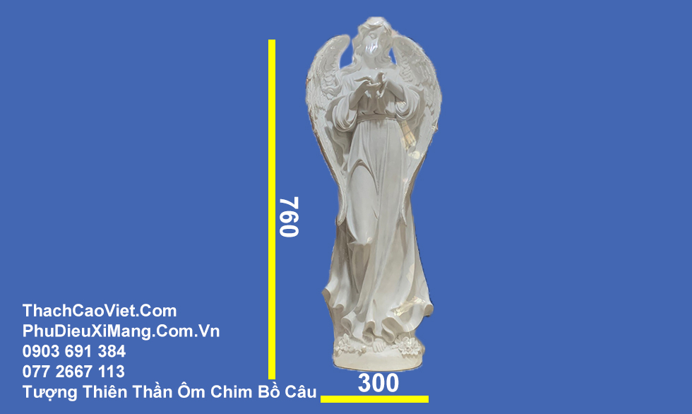 tượng composite thiên thần ôm chim bồ câu