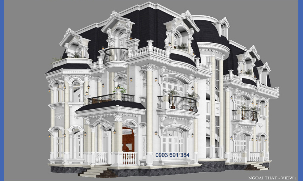 mặt tiền cổ điển 3d phối cảnh