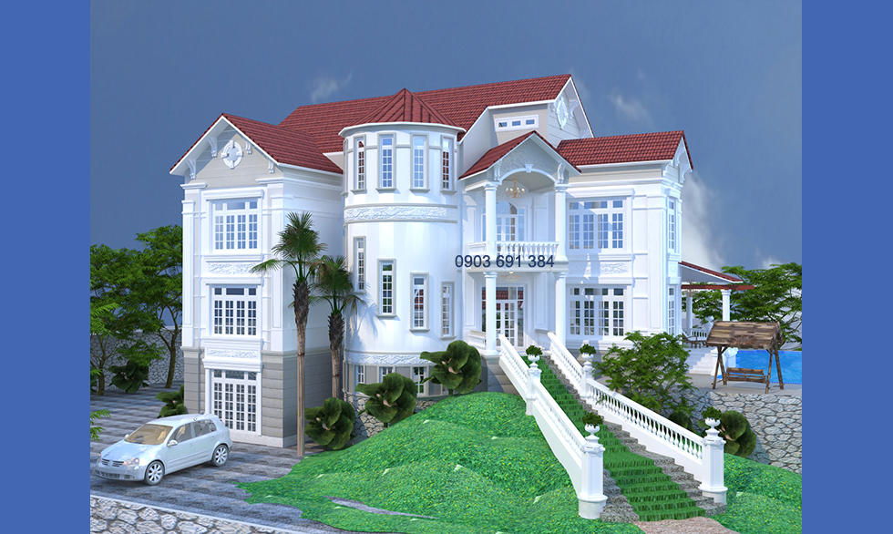 mặt tiền cổ điển 3d phối cảnh