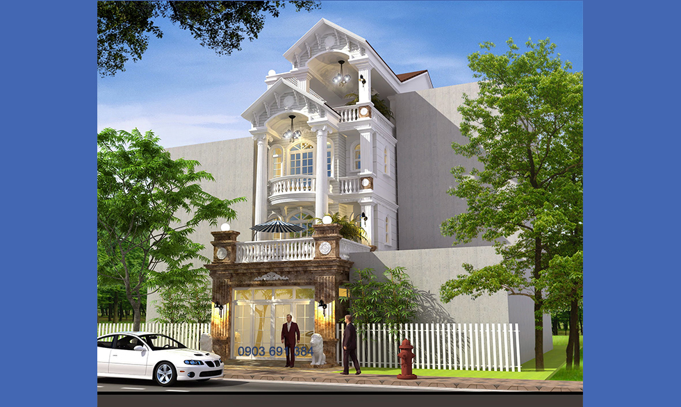 mặt tiền cổ điển 3d phối cảnh