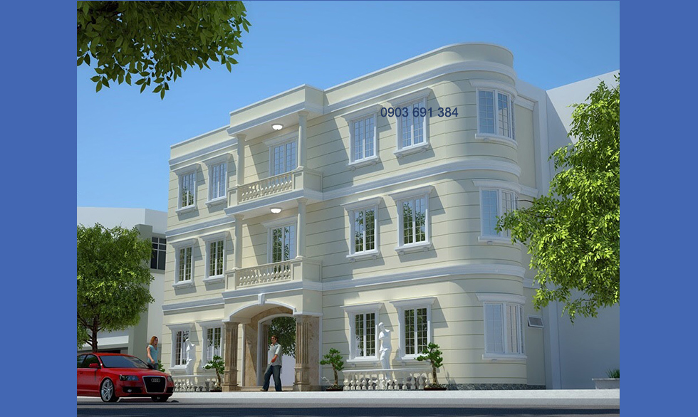 mặt tiền cổ điển 3d phối cảnh