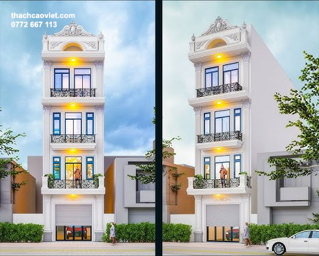 mặt tiền t&acirc;n cổ điển lệch tầng
