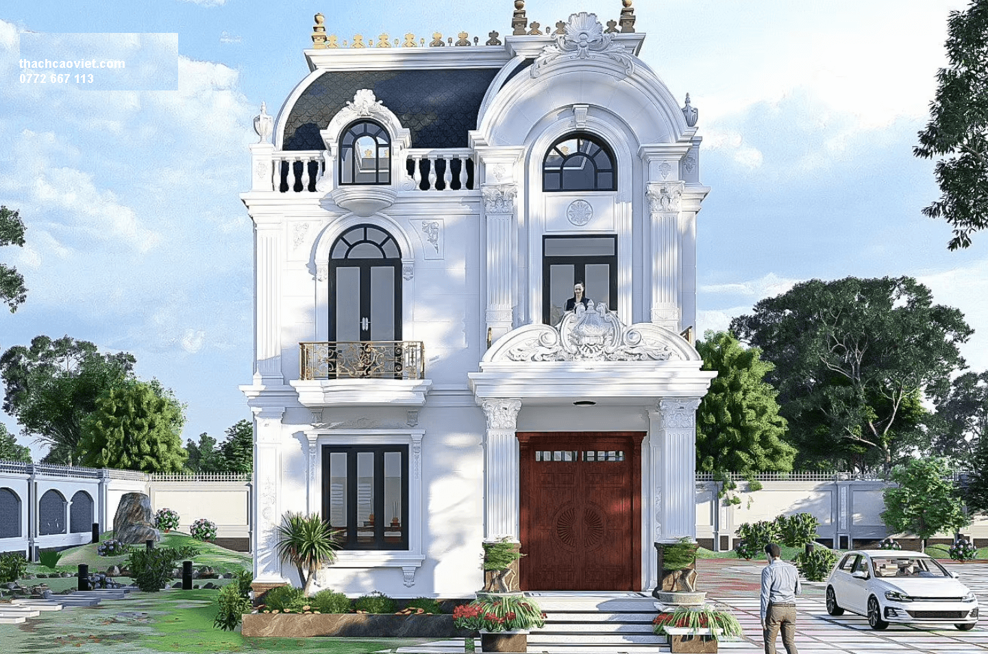 mặt tiền t&acirc;n cổ điển m&aacute;i v&ograve;m