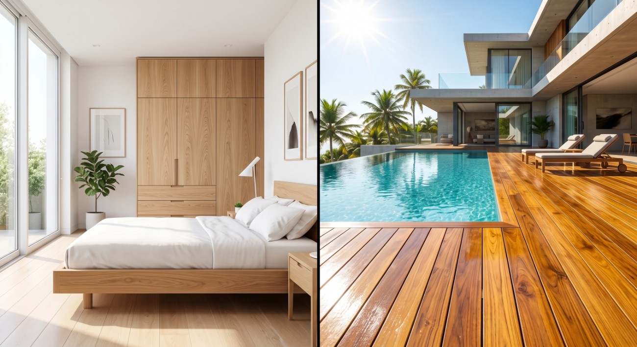 so s&aacute;nh gỗ teak v&agrave; gỗ sồi