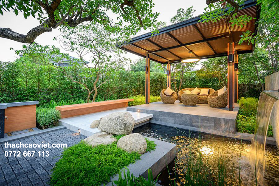 s&acirc;n vườn phong c&aacute;ch b&agrave;n tr&agrave; thư gi&atilde;n