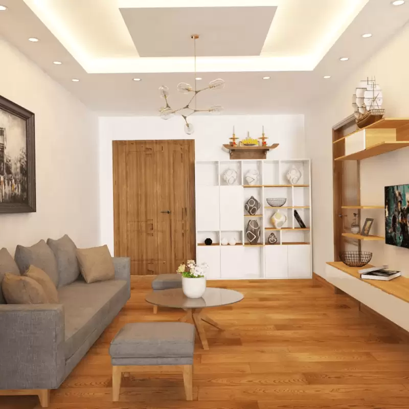 mẫu trần thạch cao phòng khách hình chữ nhật hiện đại