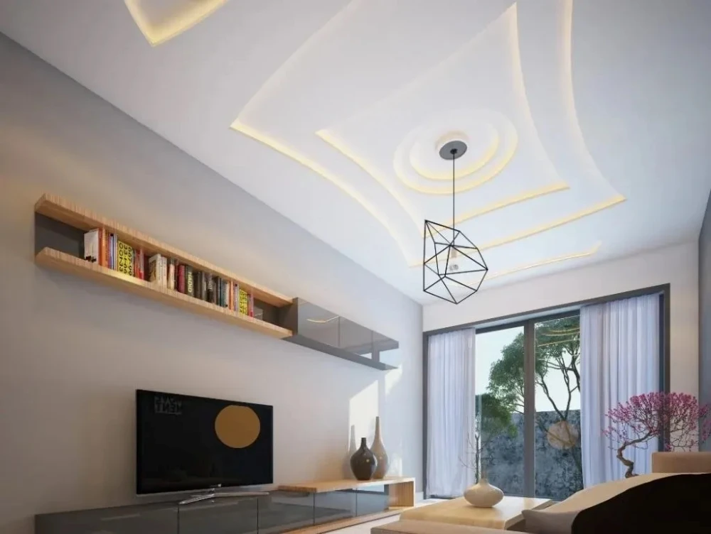 mẫu trần thạch cao phòng khách hiện đại 2027