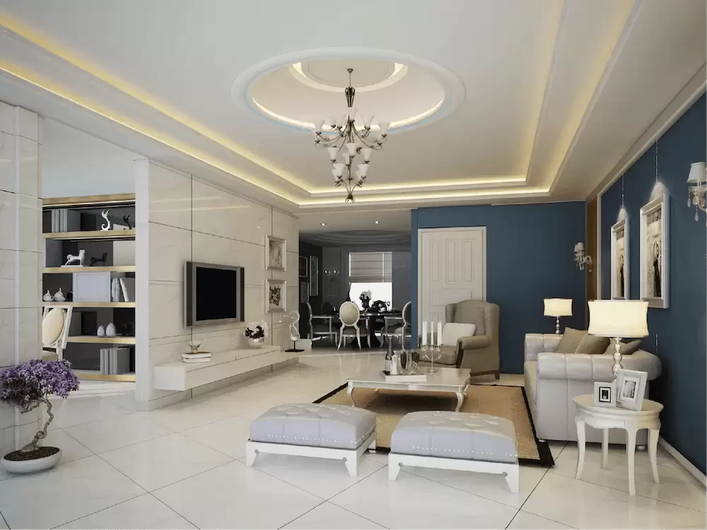 mẫu trần thạch cao phòng khách hiện đại 2027