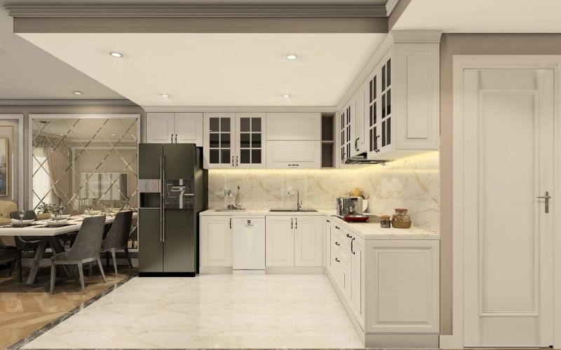 mẫu trần thạch cao phòng bếp đẹp và ấm cúng