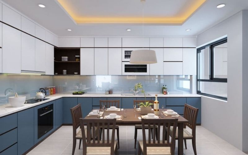 mẫu trần thạch cao phòng bếp đẹp và ấm cúng