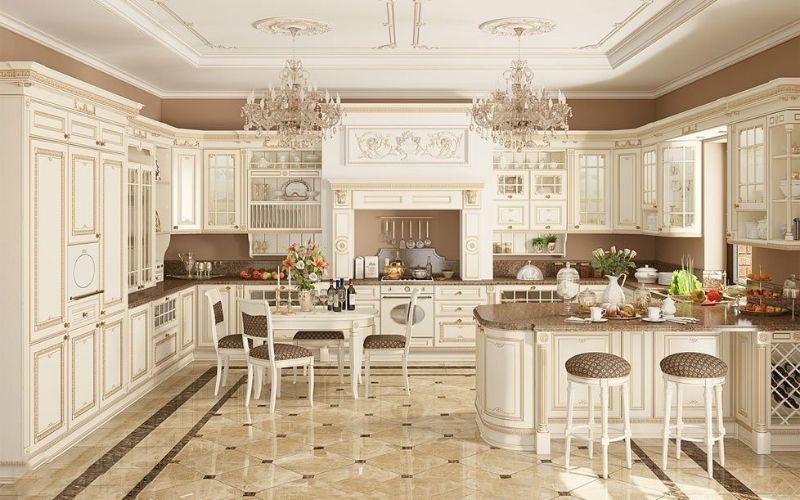 mẫu trần thạch cao phòng bếp đẹp và ấm cúng