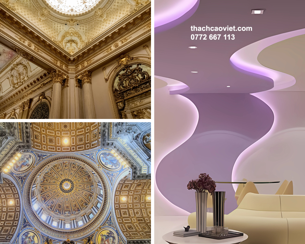 so sánh trần thạch cao thường và thạch cao dát vàng